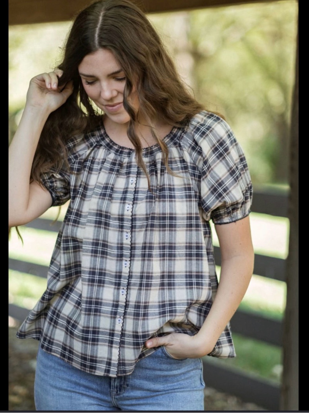Neuflora Glenview Plaid Short-Sleeve Blouse
